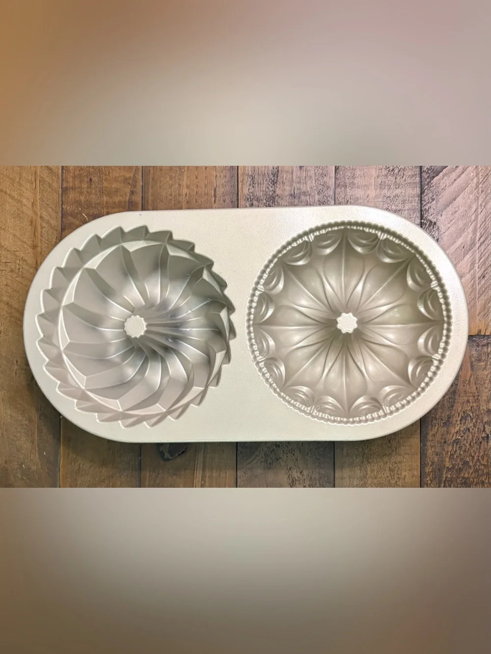Nordic Ware Classic Bundt Duet Pan Gold Cast Aluminum 5-Cup